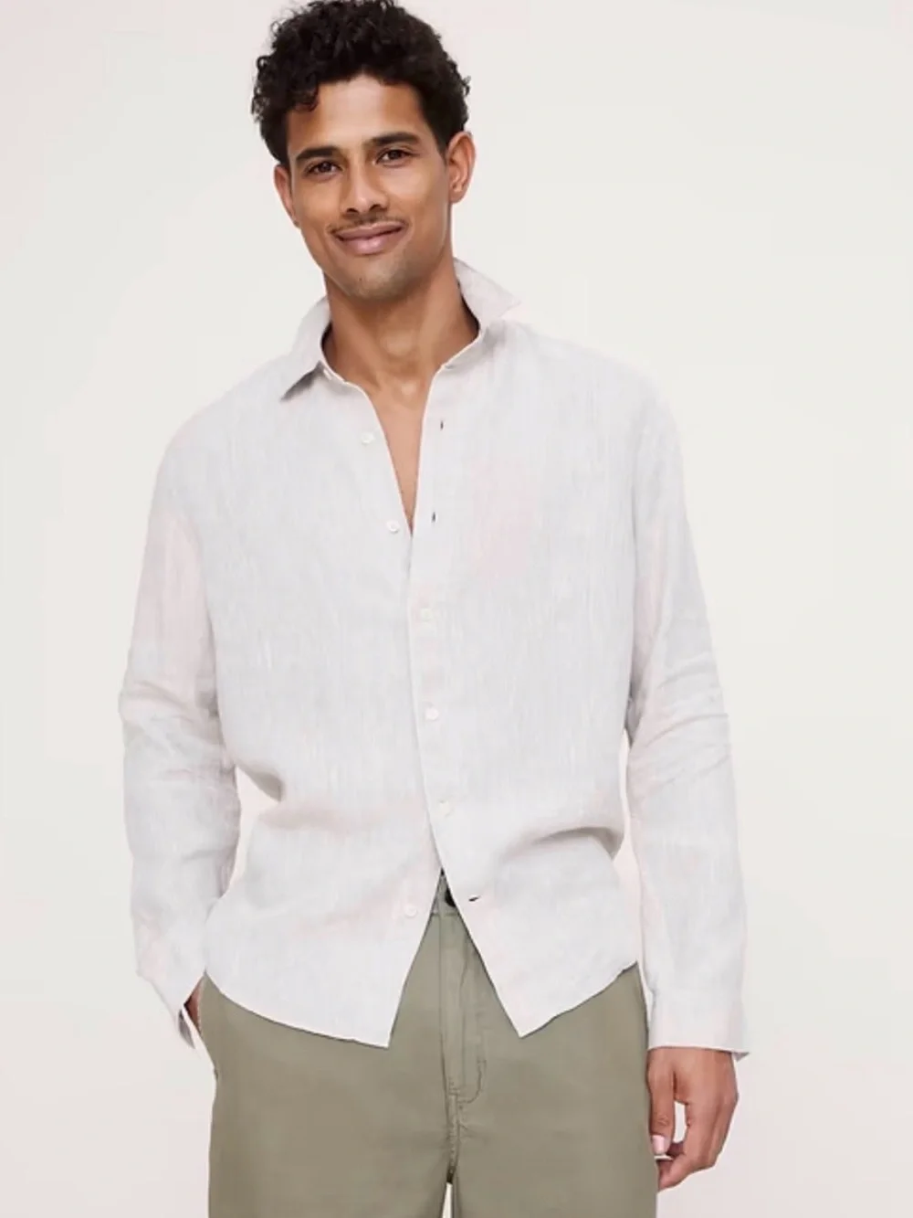 Banana Republic Men’s Linen Standard Fit Shirt. White